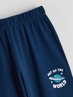 Bask?l? Erkek ?ocuk Jogger Pijama Alt? 2li