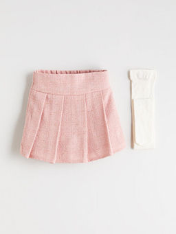 Beli Lastikli Pileli T?vit K?z ?ocuk ?ort Etek