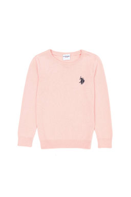 U. S. Polo Assn Базовый свитер пыльно-розового цвета с круглым вырезом для девочек