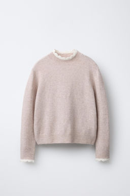 CROCHET TRIM KNIT SWEATER