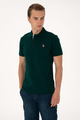 Erkek Slim Fit Polo Yaka Koyu Ye_il Basic Ti__rt - U.s. polo assn фото 3