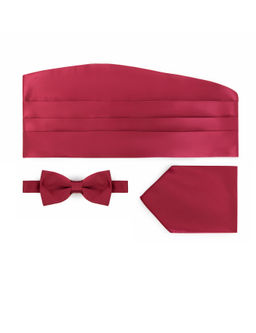 Бордовый костюм с галстуком-бабочкой и поясом