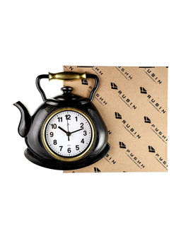 Часы настенные для кухни «Классика. Чайник», бесшумные, плавный ход, чёрные с золотом