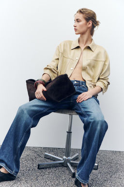 OPENWORK FAUX SUEDE JACKET