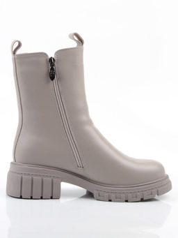 04-PAM370-3Z GRAY/BEIGE Ботинки зимние женские (натуральная кожа, 100% шерсть)