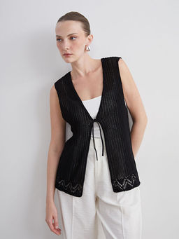 V Yaka Ajurlu Kad?n Triko Yelek