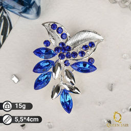 Брошь «Цветок» лобелия, синяя в серебре