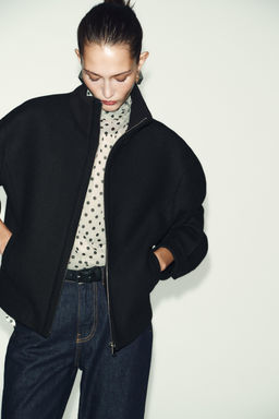 WOOL BLEND HIGH NECK SHORT COAT - Zara фото 5
