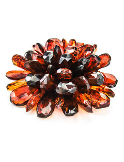 Роскошная брошь-кулон из натурального балтийского янтаря Хризантема алмазная грань