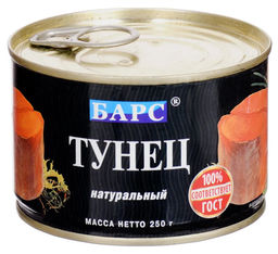 Цена аз 2шт. Тунец нат. с/к 250грх ТМ БАРС Экстра (черная банка) , , шт