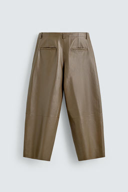 PANTAL?N BALLOON FIT PIEL / Beige - Zara фото 18