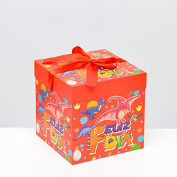 Цена за 12 шт. Коробка Самосборная Детская Динозавры 15х15х15 см