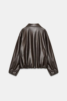 LEATHER EFFECT JACKET WITH ELASTICATED DETAILS - Zara фото 6