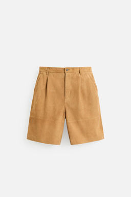 PLEATED SUEDE LEATHER BERMUDA SHORTS - Zara фото 7