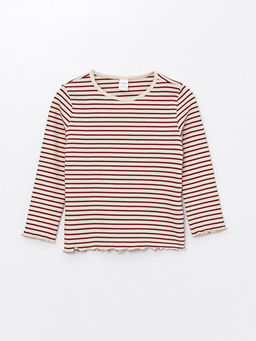 Bisiklet Yaka K?sa Kollu ?izgili K?z Bebek Ti??rt