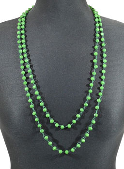 Бусы из циркона 8мм в оплетении, цв.зеленый, 175см