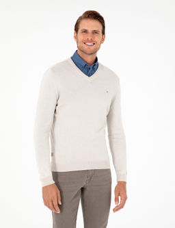 Ta_ Slim Fit V Yaka Basic Triko Kazak