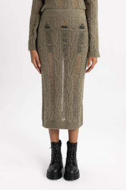 Трикотажная юбка-миди приталенного кроя - Defacto фото 8