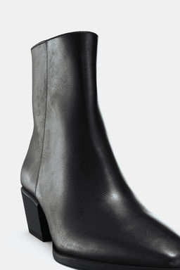 WIDE LEATHER ANKLE BOOTS - Zara фото 7