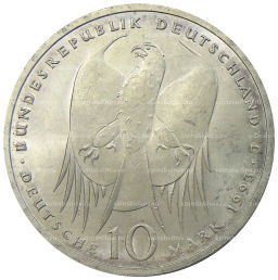 10 марок 1993 года J Германия  150 лет со дня рождения Роберта Коха
