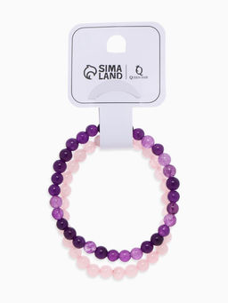 Набор браслетов «Кварц розовый и Аметист», 2 шт. шар №6