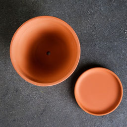 Горшок для цветов «Терра», 1.2 л, d=15 см, h=13 см, керамика, с поддоном, цвет терракот