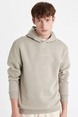 Regular Fit Kapusonlu Yaz? Bask?l? Sweatshirt - Defacto фото 4