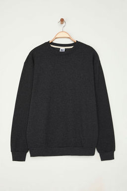 TRENDYOL MAN Un?sex Antrasit Oversize/Genis Kesim Smiley Orijinal Lisansl? S?rt Bask?l? Sweatshirt TMNAW25SW00132 - Trendyolmilla фото 7