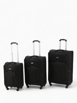 Чемодан на колёсах маленький 45 л (S), на молнии, с увеличением, кодовый замок, 4 колеса, чёрный