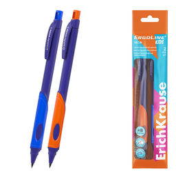 Цена за 12 шт. Набор из 2 механических карандашей ErichKrause ErgoLine® Kids Neon 2.0 мм, с точилкой, НВ (в пакете 2 шт.)