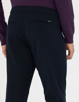 Lacivert Slim Fit Beli Lastikli Ba_c_kl_ Kanvas Pantolon