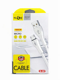 Цена за 2 шт. Кабель microUSB - USB, 1 м, в коробке (S-26) белый, 2.4A