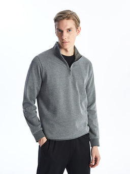 Dik Yaka Uzun Kollu Erkek Sweatshirt