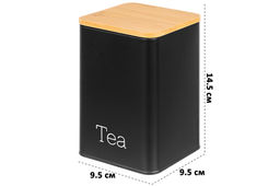 Набор 3 банок для сыпучих продуктов 1,1 л 9,5*9,5*14,5 см Чай, кофе, сахар черный с бамбук.крыш - Elan gallery фото 8