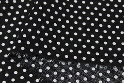 Штапель Белый горох (3мм) цв.черный, ш.1.44м, вискоза-100%, 90гр/м.кв - Купава фото 4
