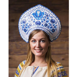 Кокошник Цветы, белый атлас