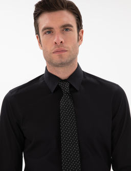 Black Slim Fit Basic рубашка с длинным рукавом - Cacharel фото 2