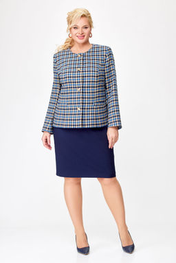 Костюм Swallow 687 бежево-голубая клетка+синий фото 8