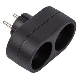 S-ES2-16O BLACK Разветвитель сетевой, б/з. 2 гнезда. 16А, 3500Вт. Черный. ТМ Uniel