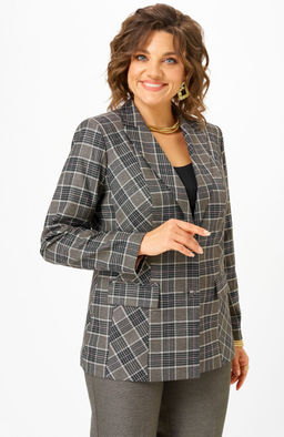 Жакет БелЭльСтиль 412 клетка коричневая фото 6