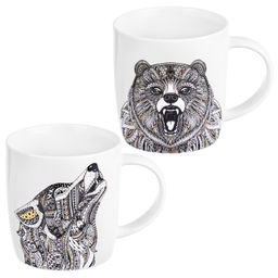 Набор 2 кружек 380 мл 12,5*9*9,3 см "Медведь и волк" NEW BONE CHINA