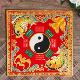 Цена за 2 шт. Салфетка денежная 17х17 см Рыбки Инь-ян