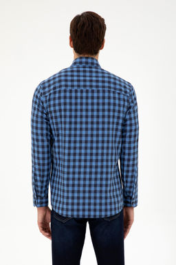 Мужская рубашка с длинным рукавом цвета индиго - U.s. polo assn фото 5