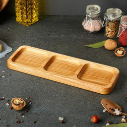 Менажница деревянная, с разделочной доской, 3 ячейки, 30×10 см, массив ясеня