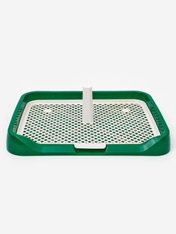 Туалет для собак 46,5 х 36 х 5,5 см, съёмной решеткой и столбиком, зелёный