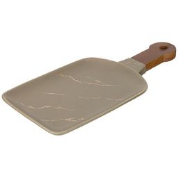 БЛЮДО ДЛЯ СЕРВИРОВКИ С ДЕРЕВЯННОЙ РУЧКОЙ КОЛЛЕКЦИЯ ЗОЛОТОЙ МРАМОР ЦВЕТ: GRAY 34*15,3*2 СМ