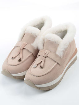 04-5520-7 LT. BEIGE Ботинки зимние женские (натуральная кожа, 100% шерсть)