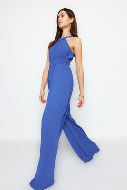 Indigo Beli Buzgu Detayl? Genis Paca Maxi Dokuma Tulum TWOSS23TU00121