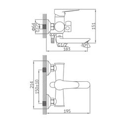 Смеситель для ванны Accoona A71111F, силумин, картридж 35 мм, излив 30 см, черный/хром