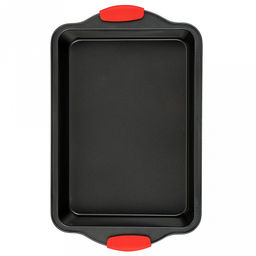 Противень из углеродистой стали с антипригарным покрытием Easy 41х25,5х5см, s0,4мм, прямоугольный, глубокий, съемные силиконовые ручки, Regent (Китай) - Домашняя мода фото 2